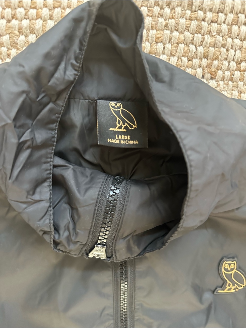 OVO Black Lightweight Windbreaker Jacket with Gold Owl Logo - Picture 4 of 5